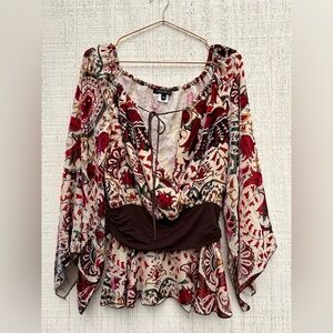 ‘Ana Paul’ vintage made in USA silk paisley print flowy sleeve top